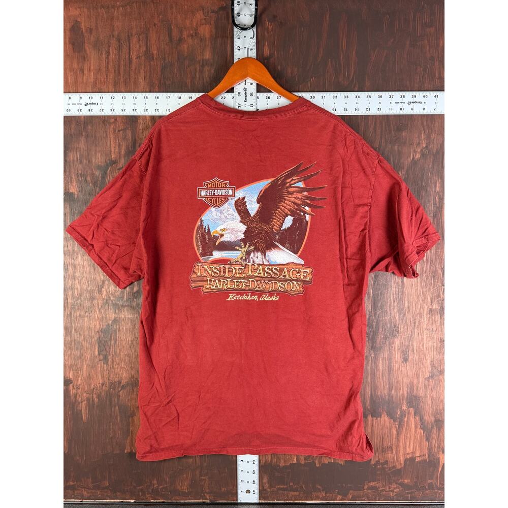 Harley Davidson Inside Passage Soaring Eagle Alaska Brownish Red Mens 2XL XXL